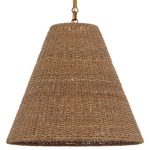 Goodman Pendant - Hand-Rubbed Antique Brass / Toast Rattan