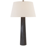 Fluted Spire Cordless Table Lamp - Aged Iron / Linen