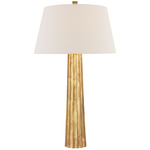 Fluted Spire Cordless Table Lamp - Gilded Iron / Linen