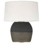 1969 Oval Form Table Lamp - Smoke on Goldenrod / Linen