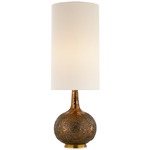 Hunlen Rechargeable Table Lamp - Burnt Gold / Linen