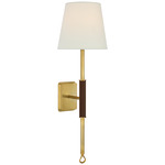 Griffin Tail Wall Sconce - Hand-Rubbed Antique Brass / Saddle Leather / Linen