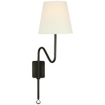 Griffin Articulating Wall Sconce - Bronze / Chocolate Leather / Linen