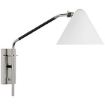 Laken Articulating Wall Light - Polished Nickel / Black Rattan / Matte White