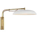 Cyrus Articulating Hardwired / Plug-in Wall Light - Hand-Rubbed Antique Brass / White / White Glass
