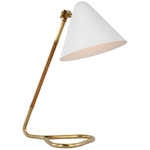 Laken Table Lamp - Hand-Rubbed Antique Brass / Natural Rattan / Matte White