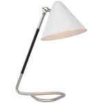 Laken Table Lamp - Polished Nickel / Black Rattan / Matte White