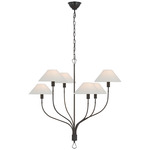 Griffin Staggered Chandelier - Bronze / Chocolate Leather / Linen
