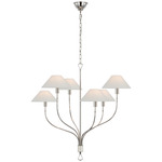 Griffin Staggered Chandelier - Polished Nickel / Parchment Leather / Linen