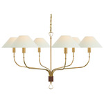 Griffin Chandelier - Hand-Rubbed Antique Brass / Saddle Leather / Linen