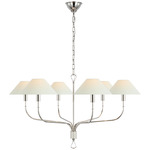 Griffin Chandelier - Polished Nickel / Parchment Leather / Linen