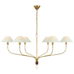 Griffin Chandelier - Hand-Rubbed Antique Brass / Saddle Leather / Linen