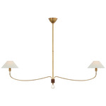 Griffin Linear Chandelier - Hand-Rubbed Antique Brass / Chocolate Leather / Linen
