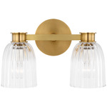 Asalea Bathroom Vanity Light - Hand-Rubbed Antique Brass / Clear