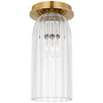 Asalea Ceiling Flush Light - Hand-Rubbed Antique Brass / Clear