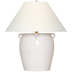 Fasano Table Lamp - Glossy White Crackle / Linen