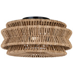 Antigua Ceiling Flush Light - Bronze / Natural Abaca