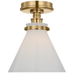 Parkington Ceiling Flush Light - Antique Burnished Brass / White
