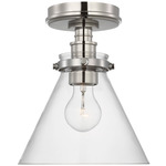 Parkington Ceiling Flush Light - Polished Nickel / Clear