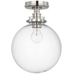 Parkington Globe Ceiling Flush Light - Polished Nickel / Clear