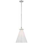 Parkington Cone Pendant - Polished Nickel / White