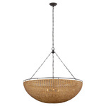 Clovis Chandelier - Aged Iron / Natural Wicker