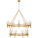 Classic Tier Chandelier - Antique Burnished Brass / Linen