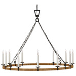 Darlana Grande Wrapped Chandelier - Aged Iron / Natural Rattan
