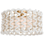 Catania Woven Ceiling Flush Light - Antique Burnished Brass / White Glass