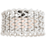 Catania Woven Ceiling Flush Light - Bronze / White Glass