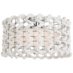 Catania Woven Ceiling Flush Light - Polished Nickel / White Glass