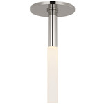 Rousseau Tube Ceiling Flush Light - Polished Nickel / Etched Crystal