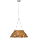 Corinne Wrapped Chandelier - Natural Wicker / Polished Nickel