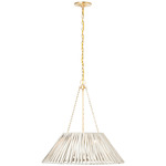 Corinne Wrapped Chandelier - White Wicker / Soft Brass