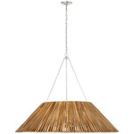 Corinne Wrapped Chandelier - Natural Wicker / Polished Nickel