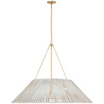 Corinne Wrapped Chandelier - White Wicker / Soft Brass