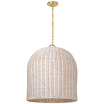 Nancy Pendant - White Wicker / Soft Brass