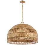 Whit Pendant - Soft Brass / Natural Wicker / White
