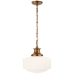 Milton Road Pendant - Hand-Rubbed Antique Brass / White