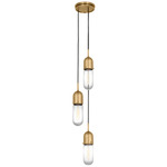 Junio Multi Light Pendant - Hand-Rubbed Antique Brass / Clear