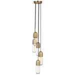 Junio Multi Light Pendant - Hand-Rubbed Antique Brass / Clear