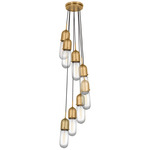 Junio Multi Light Pendant - Hand-Rubbed Antique Brass / Clear