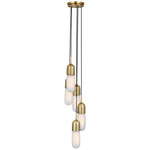 Junio Multi Light Pendant - Hand-Rubbed Antique Brass / Frosted