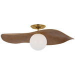 Mahalo Semi Flush Ceiling Light - Hand-Rubbed Antique Brass / Oak
