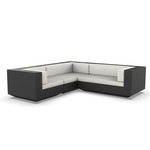 Vela 3 Seater Outdoor Sectional - Black / Savane White