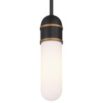 Capsule Mini Pendant - Matte Black / Textured Gold / Opal