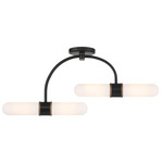 Capsule Semi Flush Ceiling Light - Matte Black / Textured Gold / White