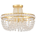 Seville Semi Flush Ceiling Light - Aged Brass / Crystal