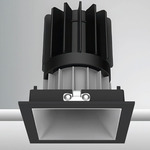 Luca 2.7 inch Square Static White Fixed Downlight With Trim - Black / Haze