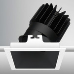 Luca 3.5 inch Square Static White Adjustable Downlight with Trim - White / Black